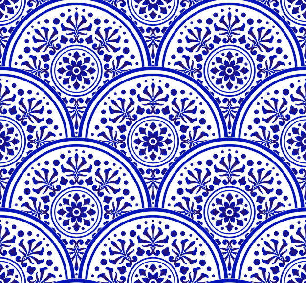 无缝青花瓷风格花纹