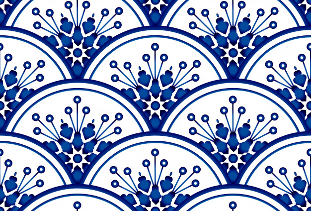 无缝青花瓷风格花纹