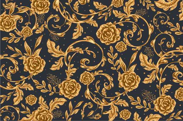 金色巴洛克风格花朵花卉花纹背景