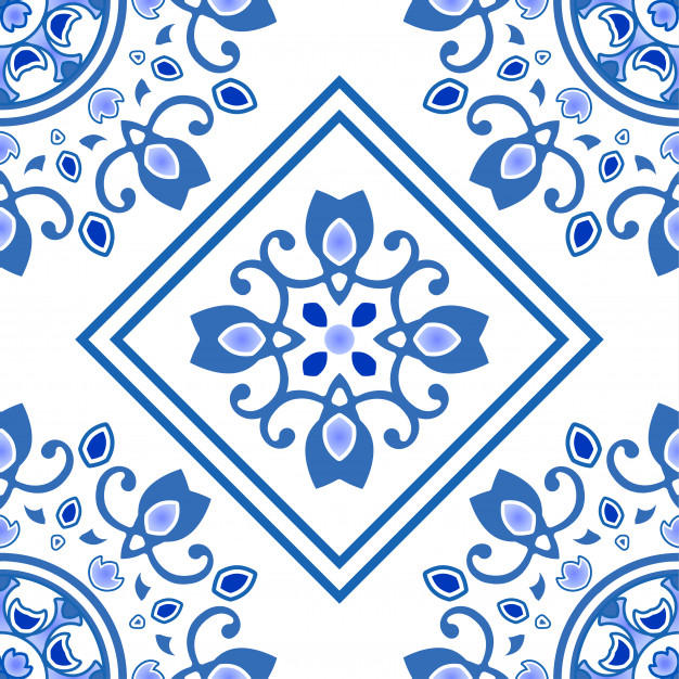 无缝青花瓷风格花纹