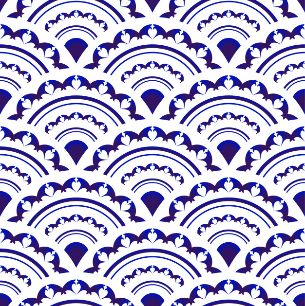 无缝青花瓷风格花纹