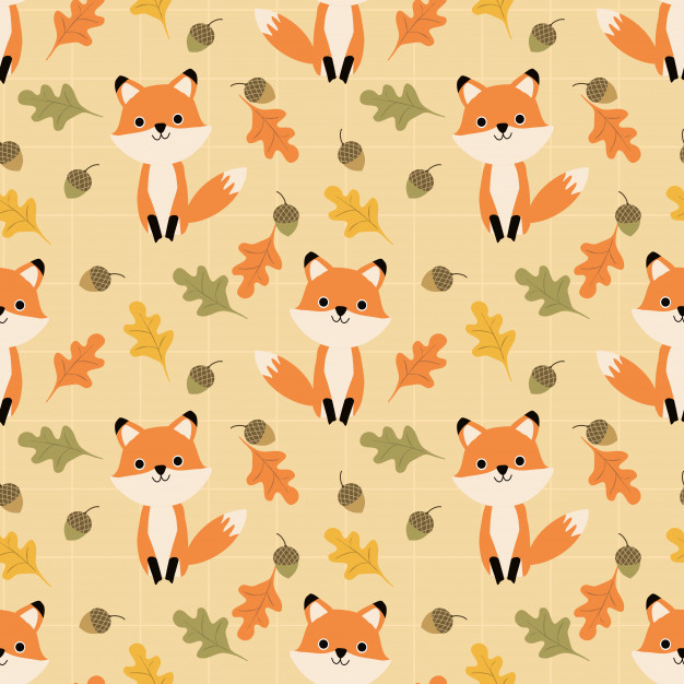 可爱的小狐狸花纹背景