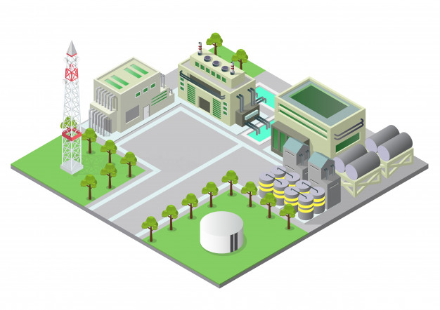 工业建筑等距插画