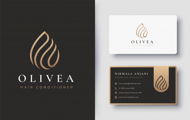 金色水滴，橄榄油化妆品标志logo名片