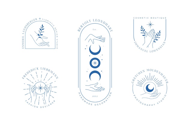 手势月亮星星艺术logo标志