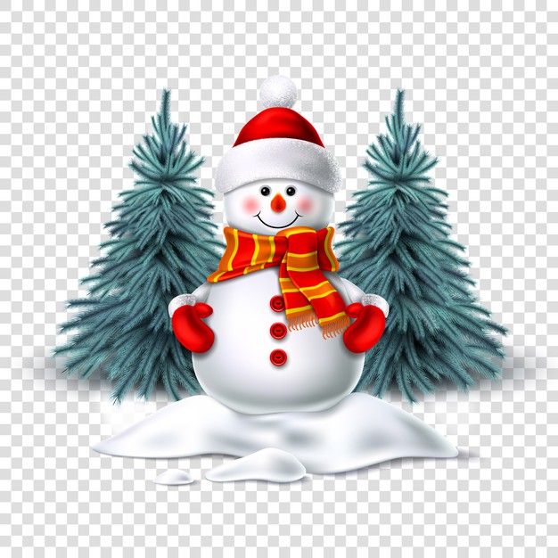 雪人，云杉树，圣诞节插画矢量图素材