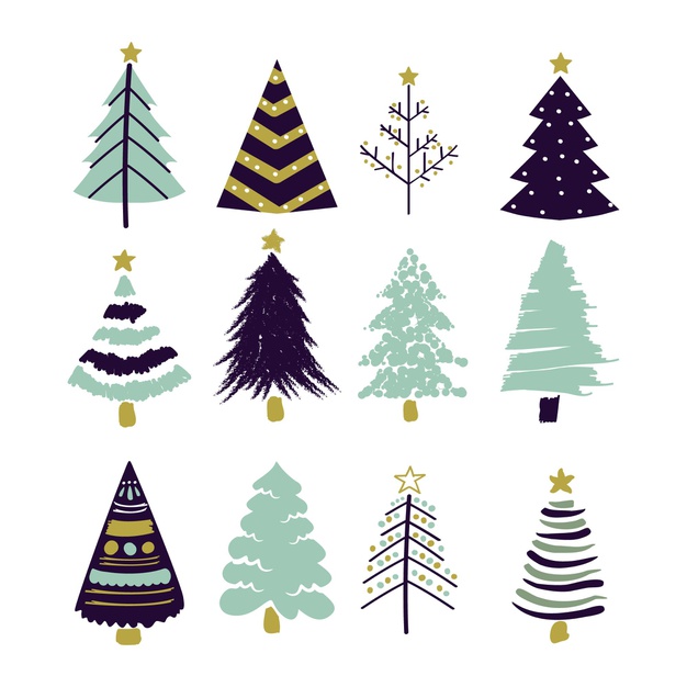 手绘圣诞树，圣诞节元素矢量图素材