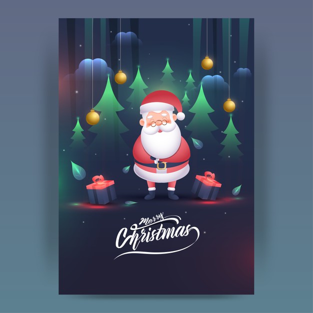 圣诞老人圣诞节活动海报单页背景矢量图素材