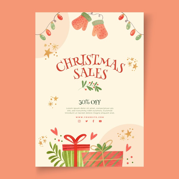 圣诞节促销卡片广告单页模板矢量图素材