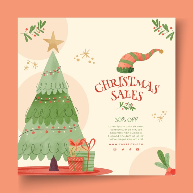 圣诞节促销卡片广告单页模板矢量图素材