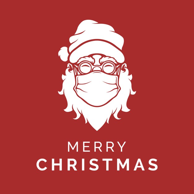 戴口罩的圣诞老人插画矢量图素材
