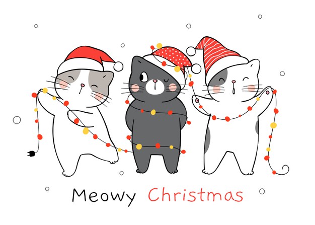 圣诞节可爱的猫咪矢量图素材