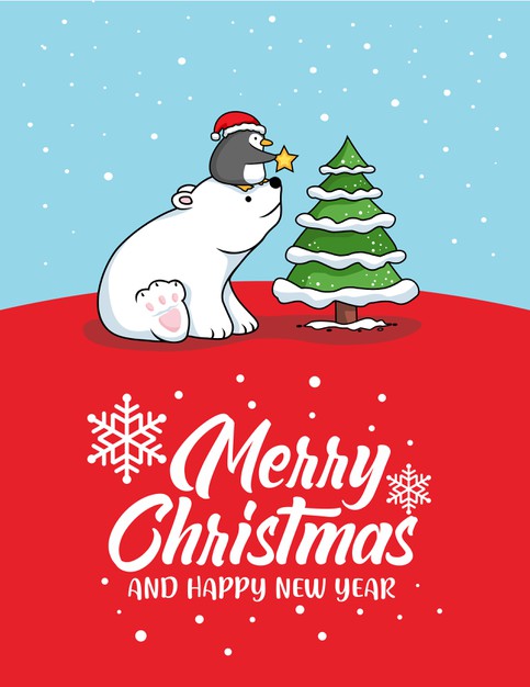 圣诞节北极熊企鹅矢量图素材