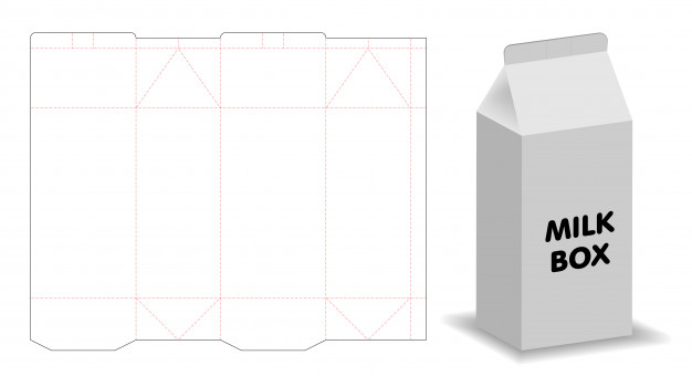 牛奶食品包装盒刀版展开图模板矢量图素材
