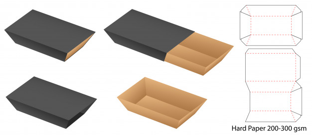 抽屉盒产品包装盒刀版展开图模板矢量图素材