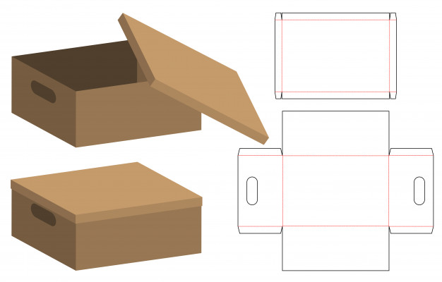天地盖包装盒鞋盒礼品盒刀版展开图模板矢量图素材