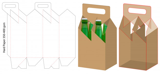 啤酒饮料食品包装盒刀版展开图模板矢量图素材