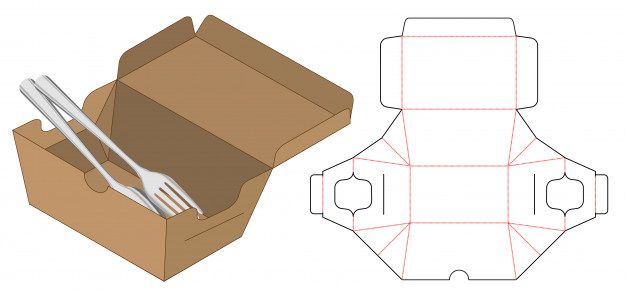 食品包装盒刀版展开图模板矢量图素材