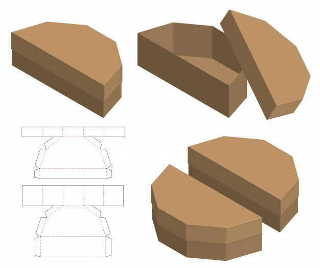 异形包装盒刀版展开图模板矢量图素材