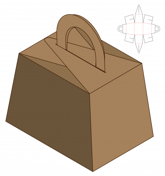 手提袋包装盒展开图刀版模板矢量图素材