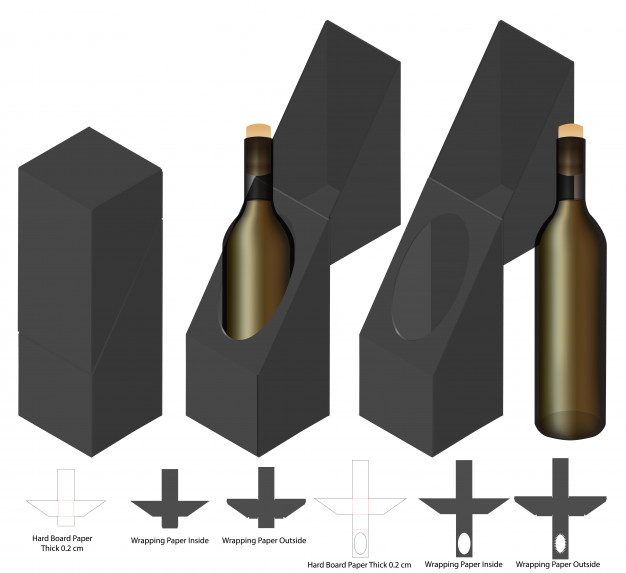 红酒异形包装盒刀版展开图模板矢量图素材