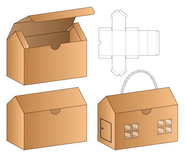 翻盖产品包装盒刀版展开图模板矢量图素材