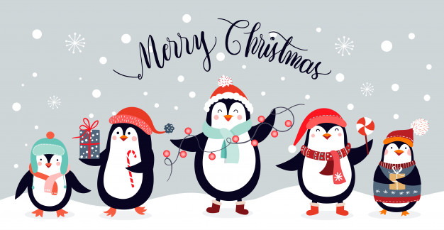 可爱的圣诞节企鹅矢量图素材
