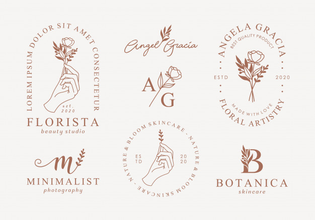 手绘植物花朵花卉，手logo标志矢量图素材