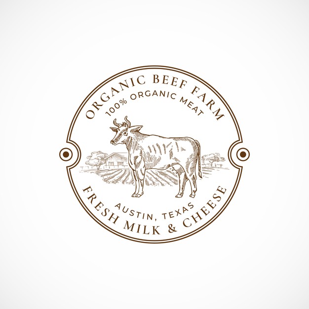 牛肉和牛奶农场logo标志