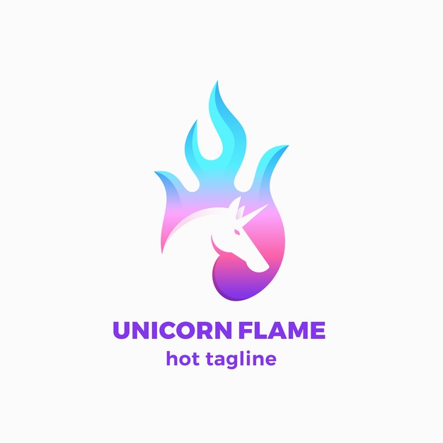 独角兽火焰logo标志矢量图素材