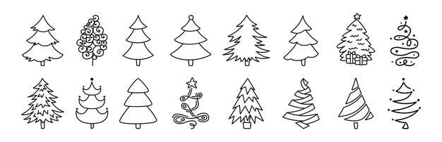 简约手绘圣诞树元素矢量图素材
