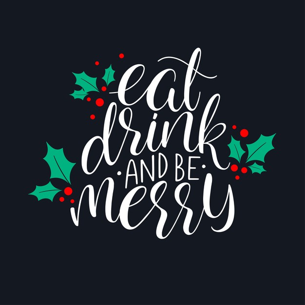 吃，喝圣诞快乐英文艺术字元素矢量图素材