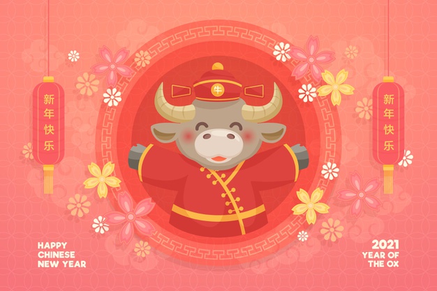2021牛年新年卡通海报背景