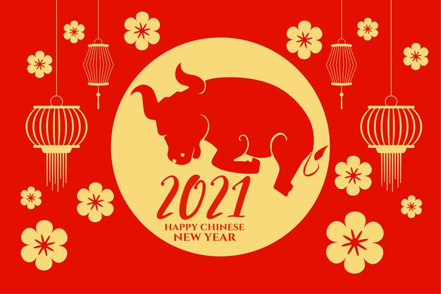 2021牛年新年简约红色背景