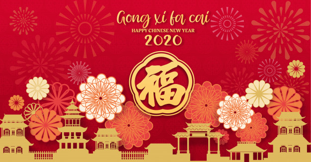 新年春节中国风建筑横幅背景