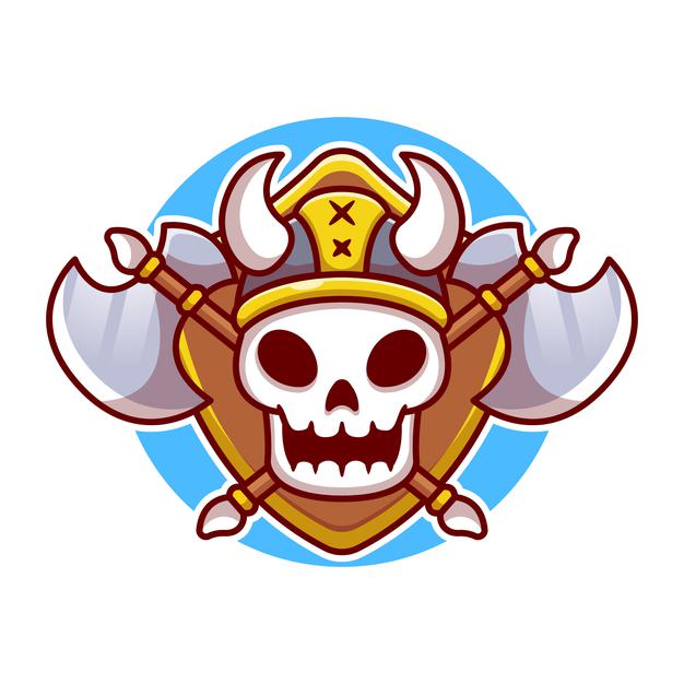 维京人海盗标志logo卡通矢量插画