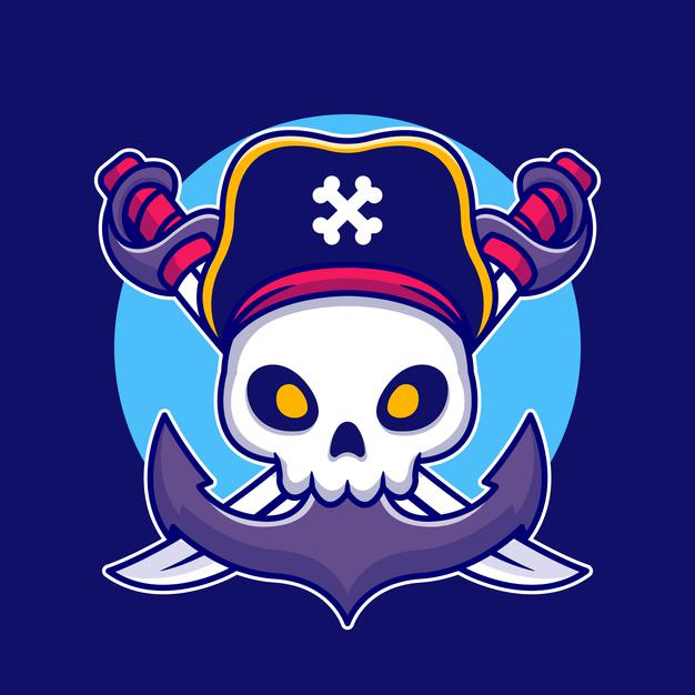 海盗骷髅卡通矢量插画