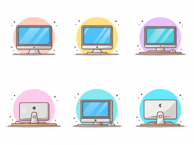 台式机电脑卡通矢量插画