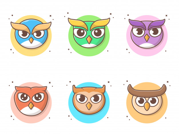 猫头鹰，标志logo卡通矢量插画