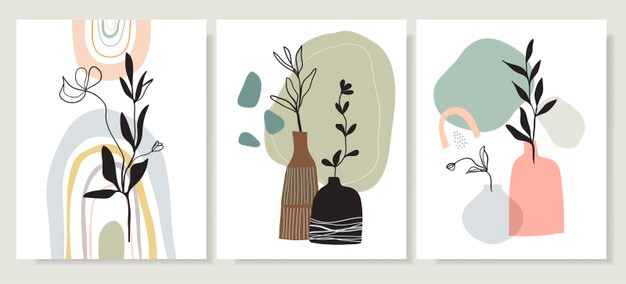 手绘花瓶花朵植物