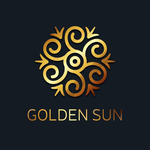 金色抽象花朵，logo标志