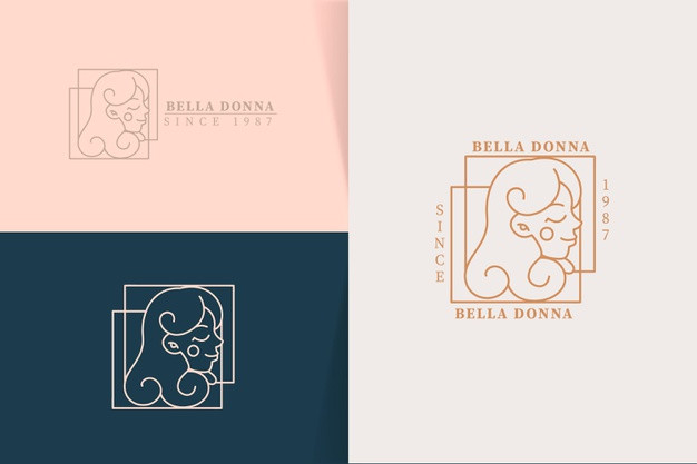 女人侧脸,线条logo标志