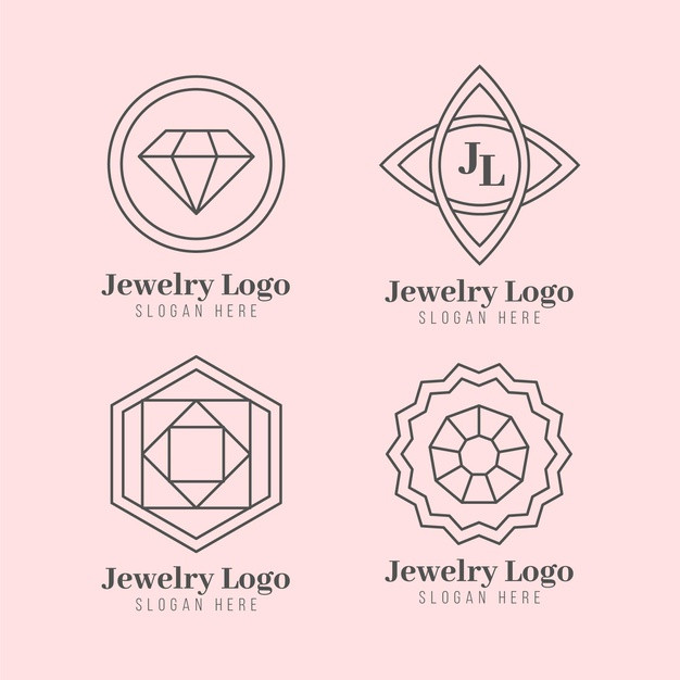 时尚钻石，珠宝首饰线条logo标志