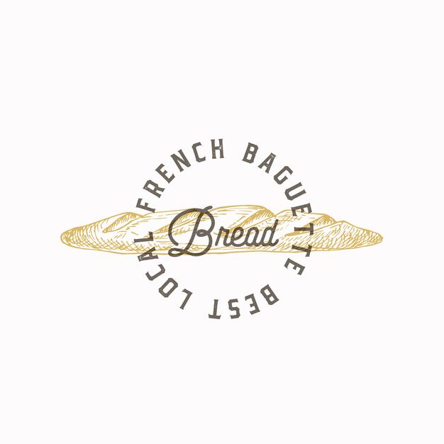 手绘面包法棍,logo标志