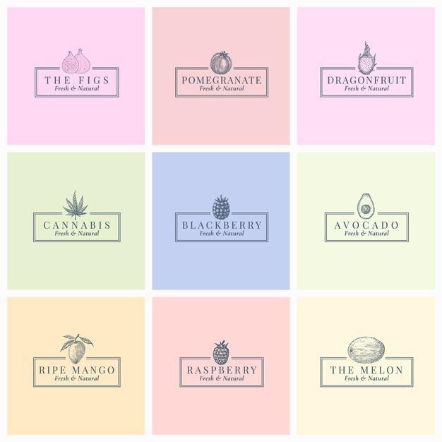 手绘水果，logo标志