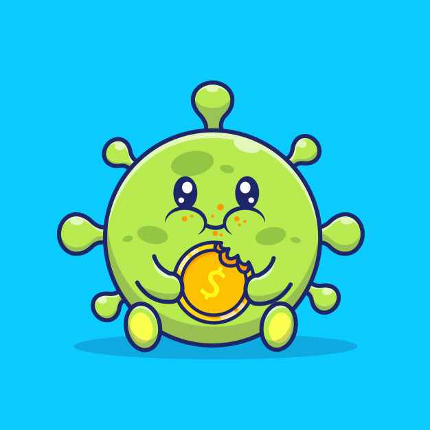 新冠病毒和经济，卡通矢量图插画