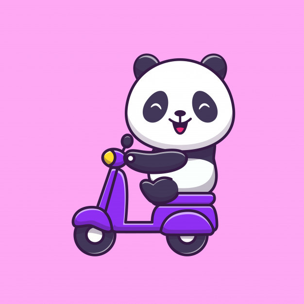 骑摩托车的熊猫，卡通矢量图插画矢量图素材