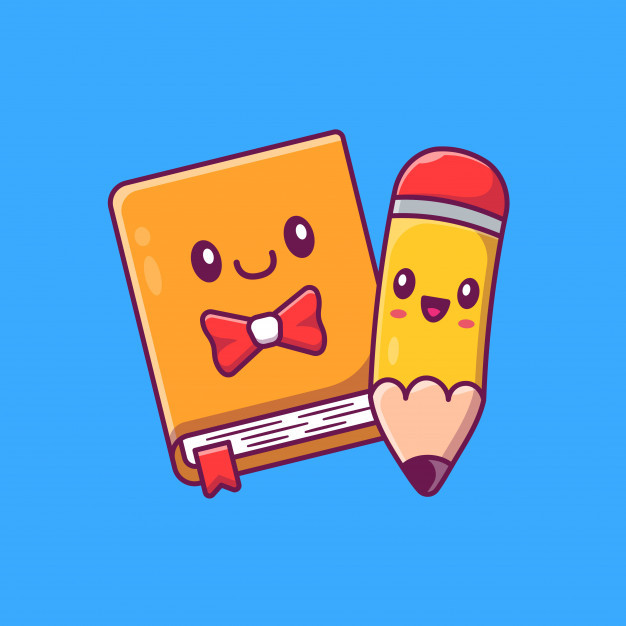 铅笔，记事簿，卡通矢量图插画