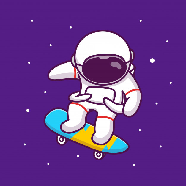玩滑板的宇航员，卡通矢量图插画矢量图素材