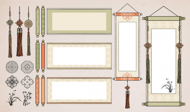 中国风卷轴挂画字画中式装饰